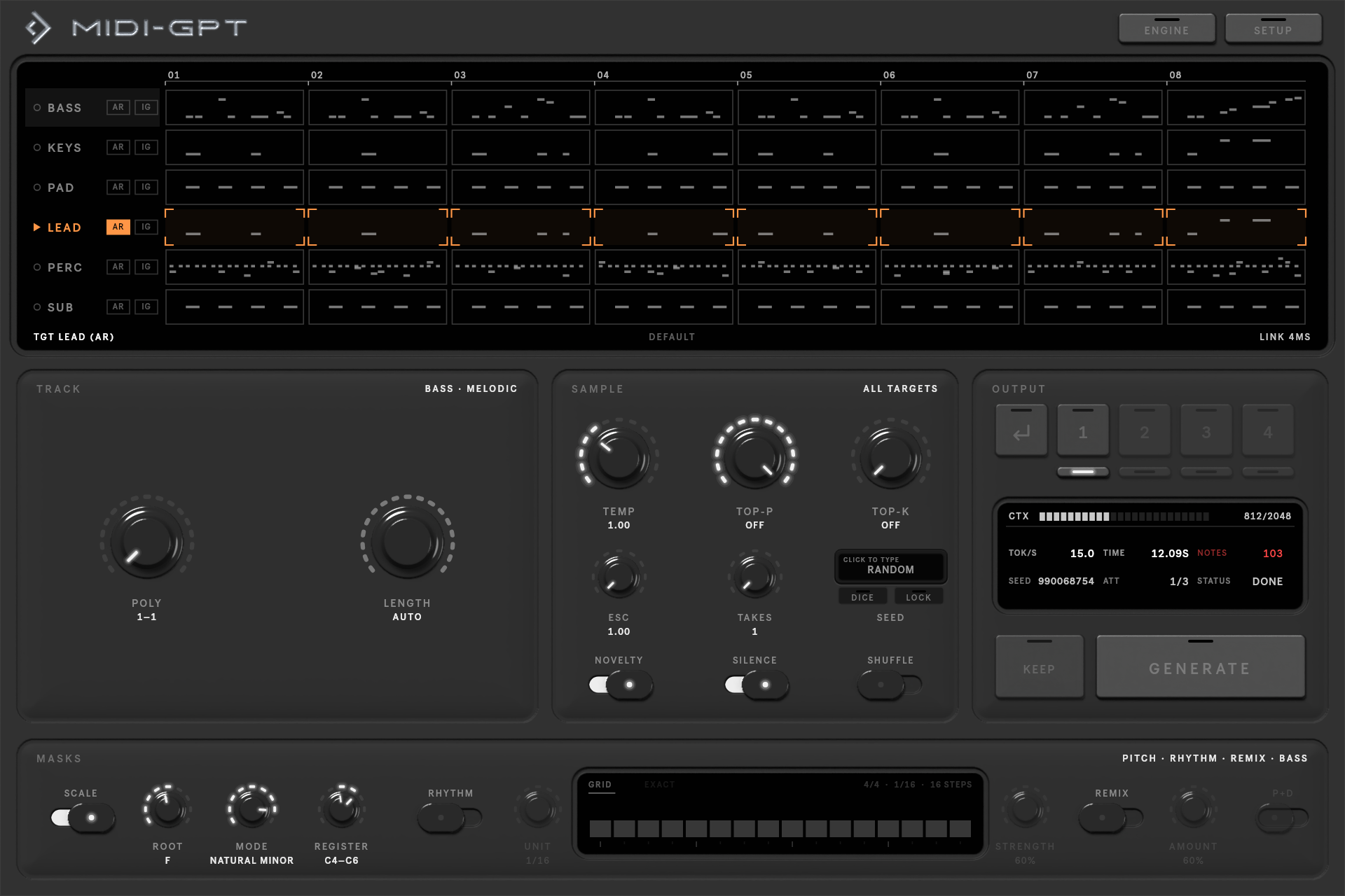 The MIDI-GPT panel